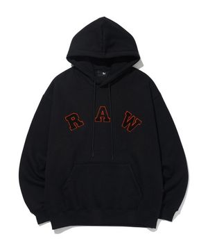 RAW 엠브로이더리 오버 후드티 (블랙)