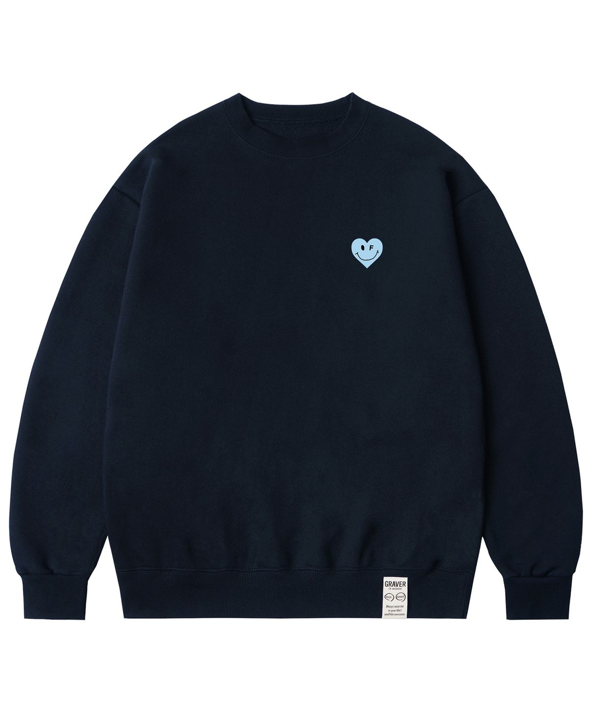 그레이버(GRAVER) [UNISEX]스카이블루 하트스마일 맨투맨_네이비