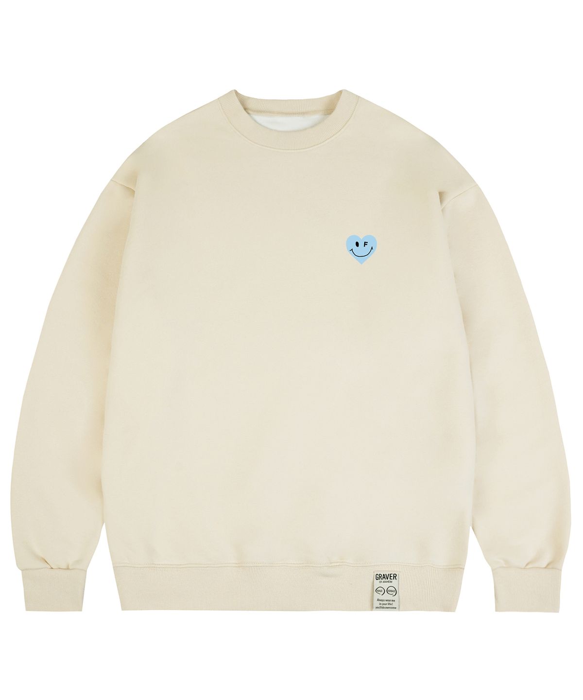 그레이버(GRAVER) [UNISEX]스카이블루 하트스마일 맨투맨_크림