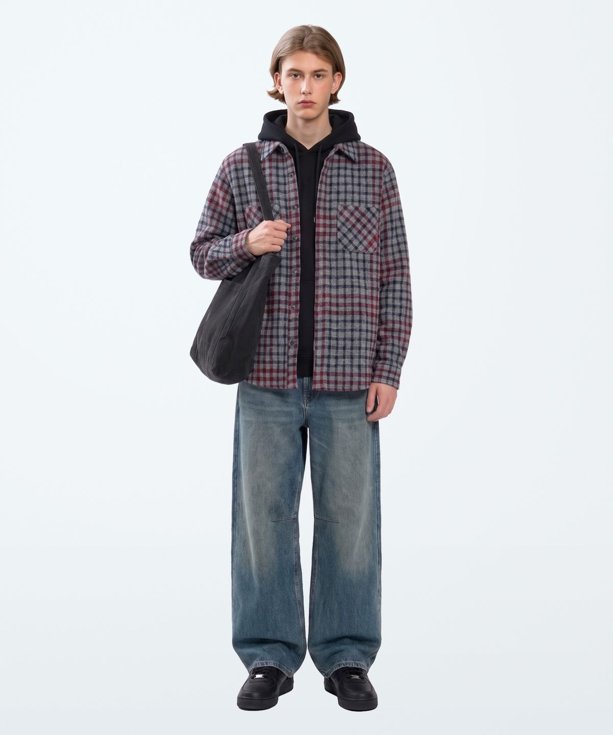 언더에어(UNDERAIR) HEAVY TROYES CHECK SHIRTS - GRAY