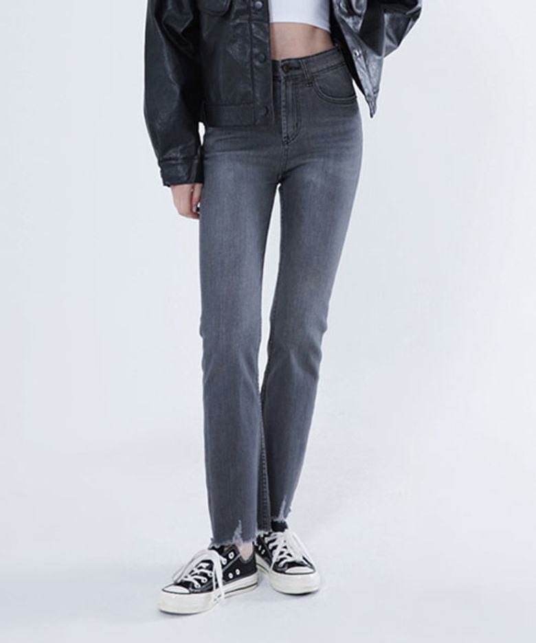 언더 데미지 세미 부츠컷 진_gray