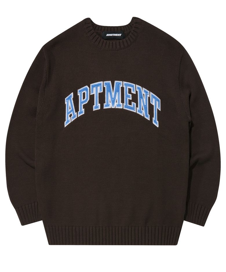 LIKE HONEST KNIT - BROWN/SKYBLUE