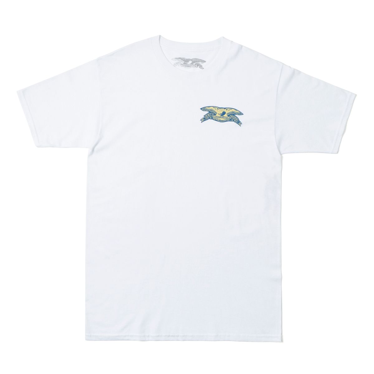 안티히어로(ANTI HERO) BASIC EAGLE CHEST S/S T-Shirt - WHITE/YELLOW&BLUE 51020080BB