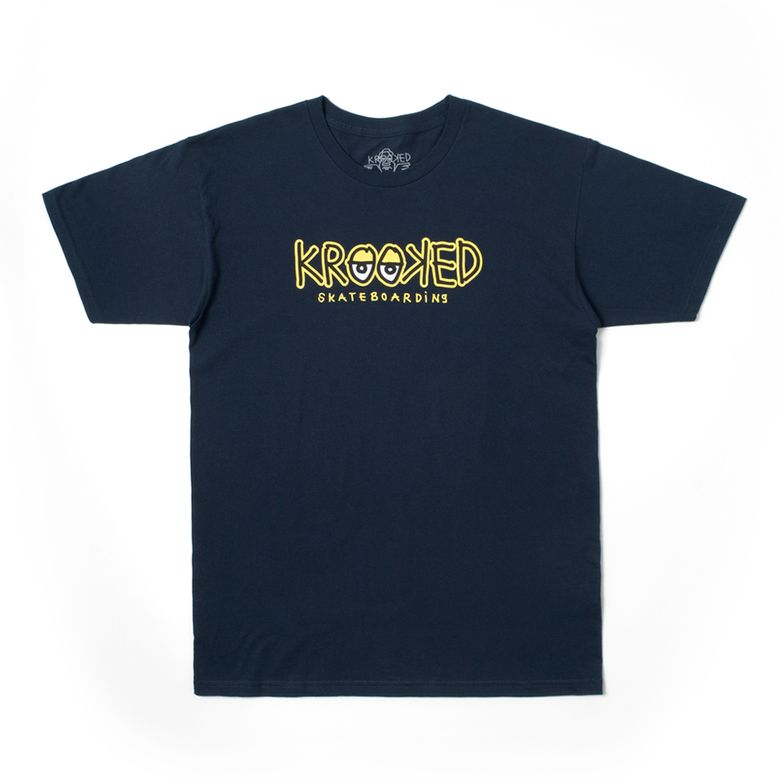 KROOKED EYES FILL S/S T-Shirt - NAVY/YELLOW 51023422S