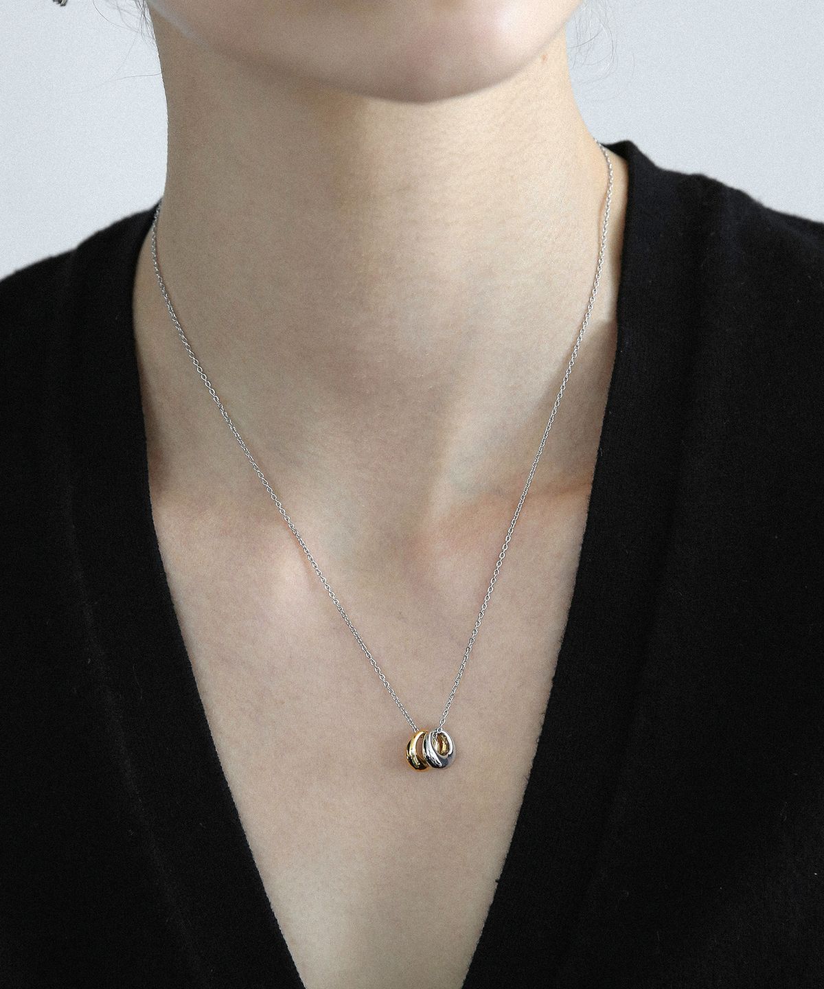 레이지던(LAZYDAWN) double rings necklace N029