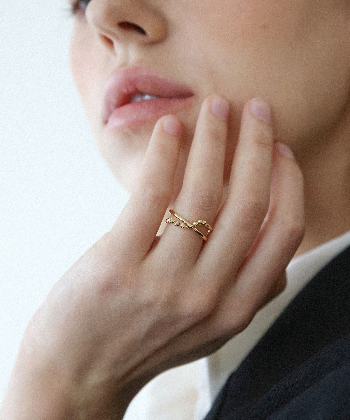 레이지던(LAZYDAWN) ball chain layered ring R030