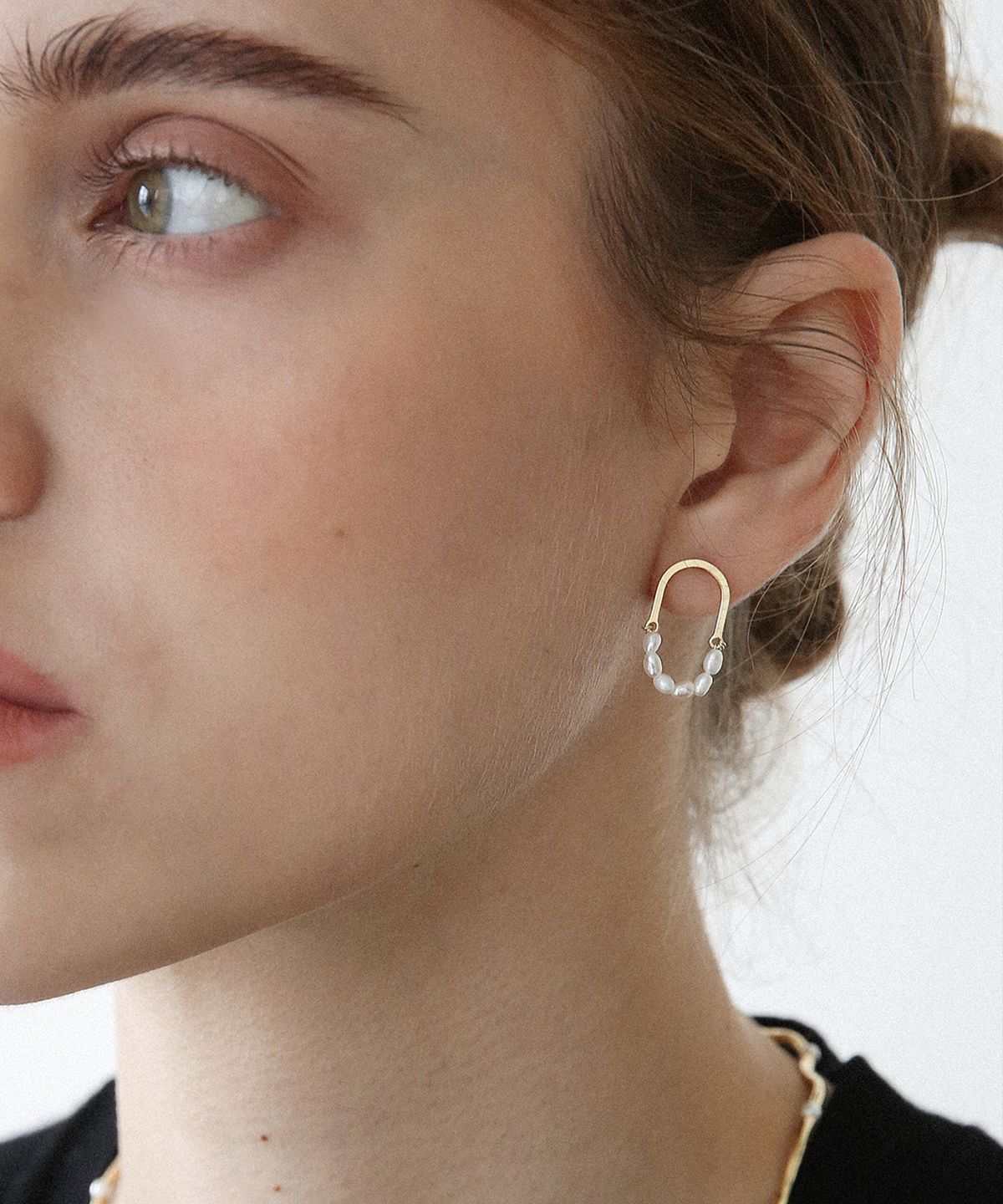 레이지던(LAZYDAWN) pearl layered oval earring E044
