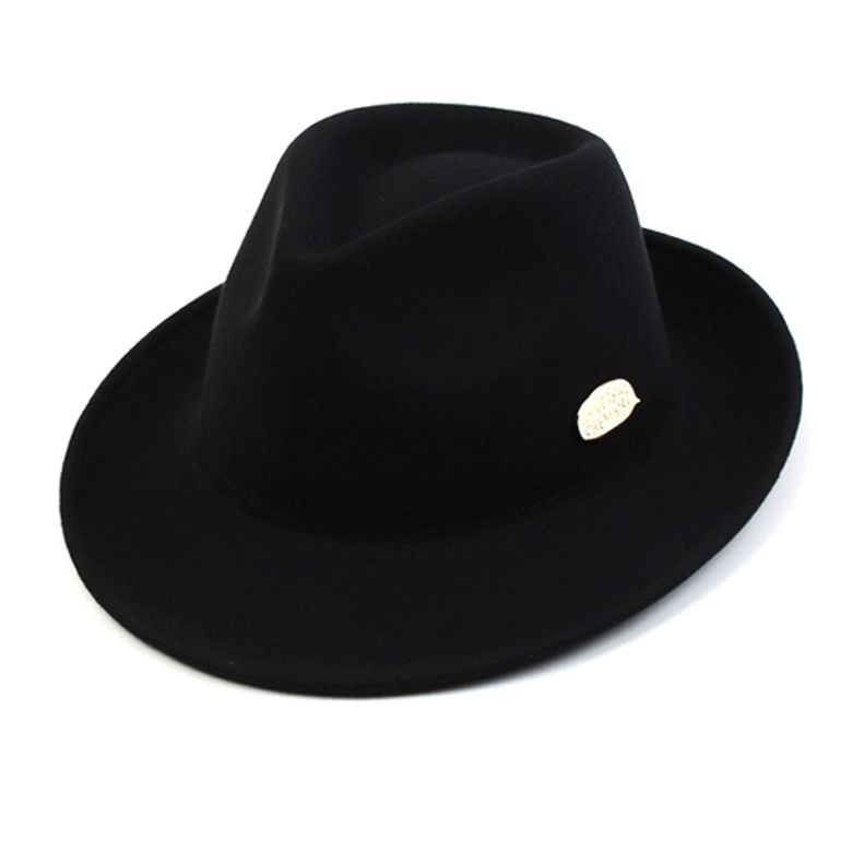 BU Simple GD Black Wool Fedora 울페도라