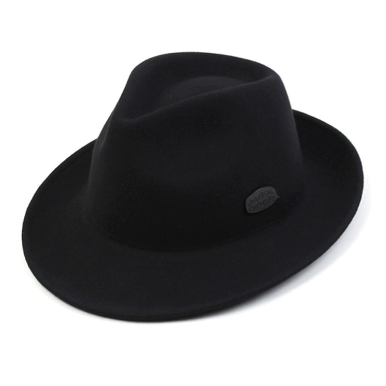 BU Simple BK Black Wool Fedora 울페도라