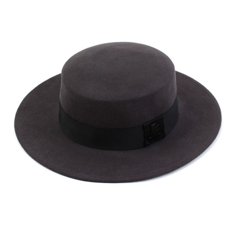 Flat Gray Long Wool Fedora 울페도라