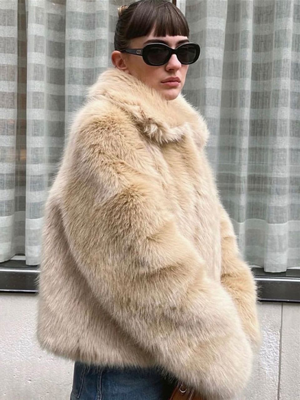 MUSINSA公式 | HAVELESS HAILEE FAUX FUR JACKET BEIGE