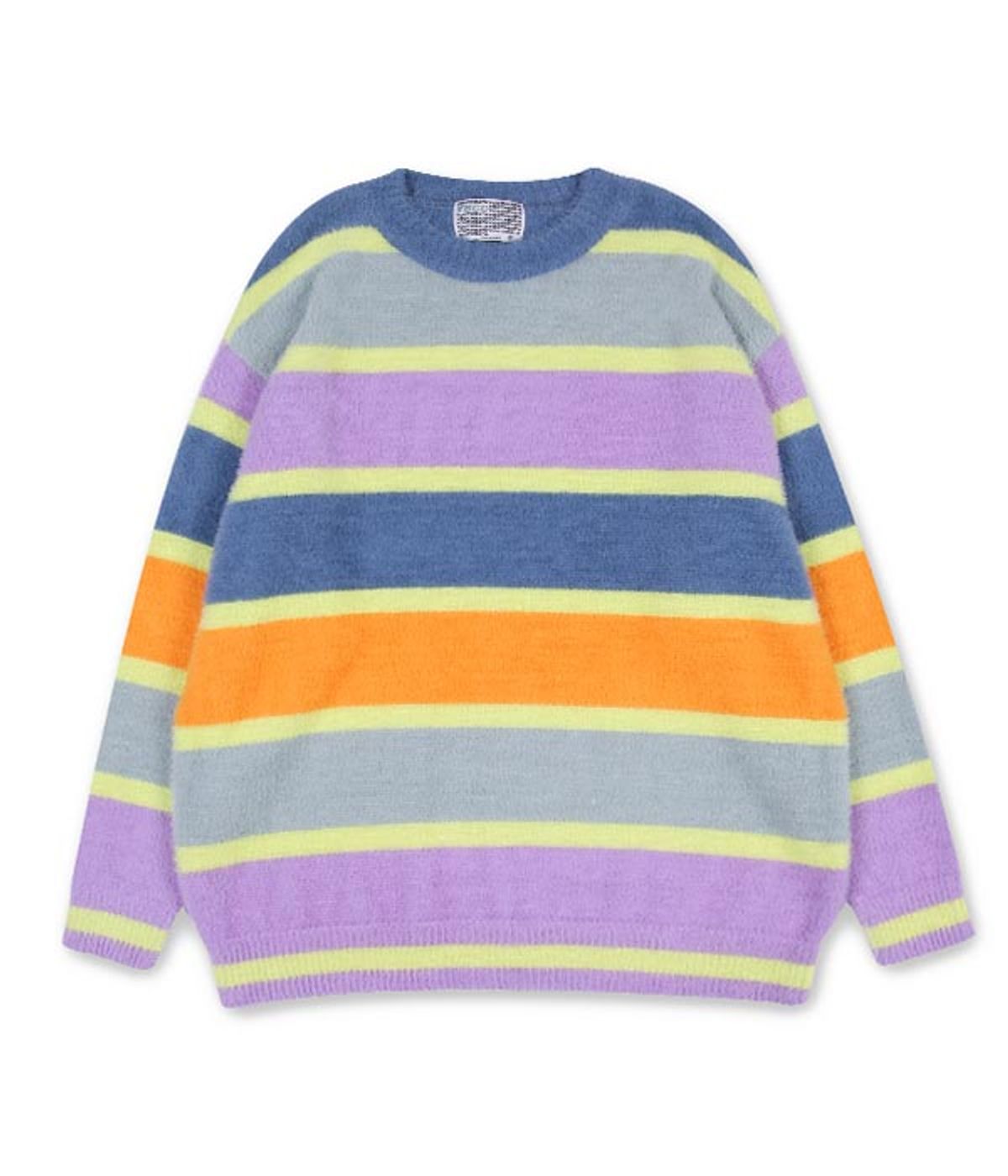 유쓰배쓰(YOUTHBATH) ANGORA MULTI STRIPE KNIT_BLUE