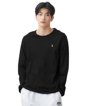 [적립금 5%] 리퀴드 코튼 롱슬리브 크루넥 슬립 티셔츠 - 블랙