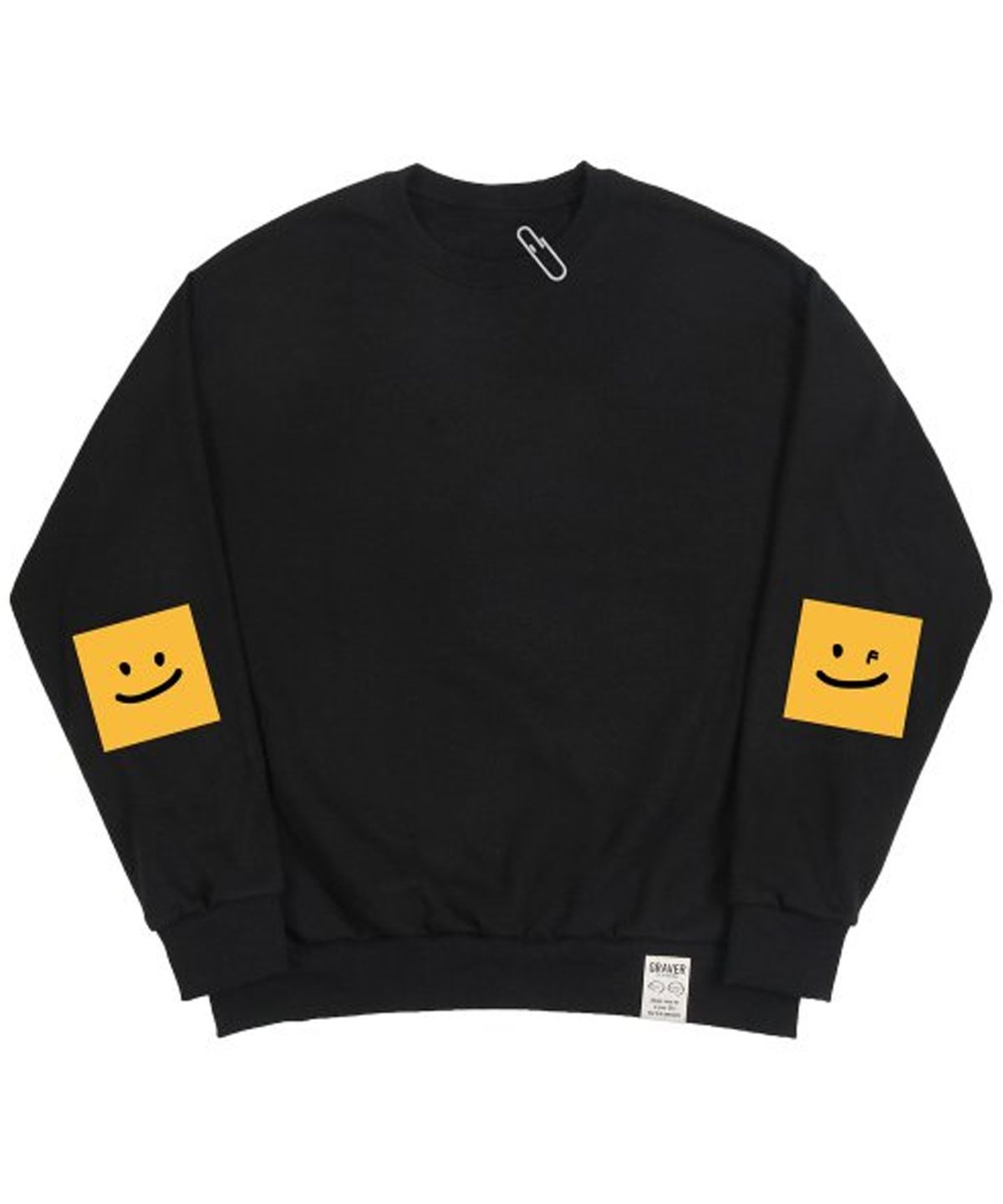 그레이버(GRAVER) [UNISEX]엘보우 스퀘어 스마일 맨투맨_블랙