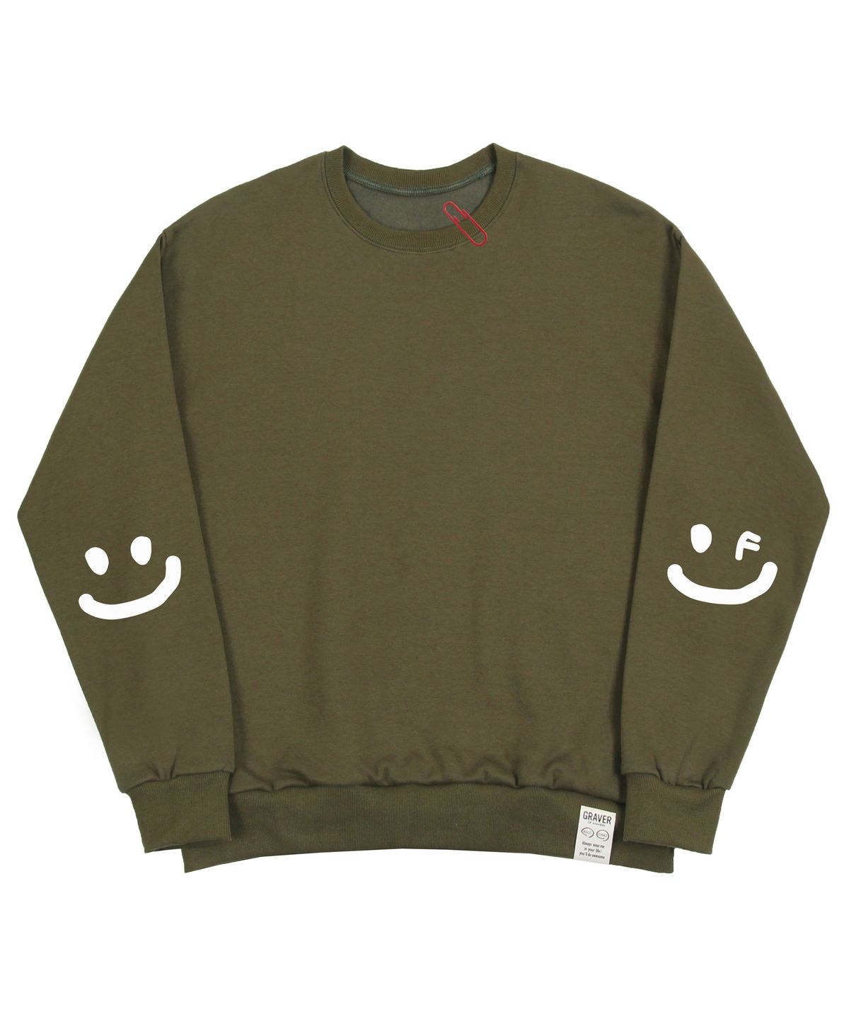 그레이버(GRAVER) [UNISEX]엘보우 스마일드로잉 맨투맨_카키