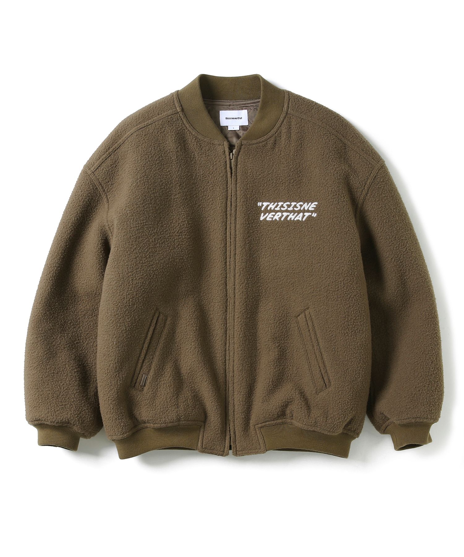 MUSINSA | thisisneverthat® Old Car Varsity Jacket Camel