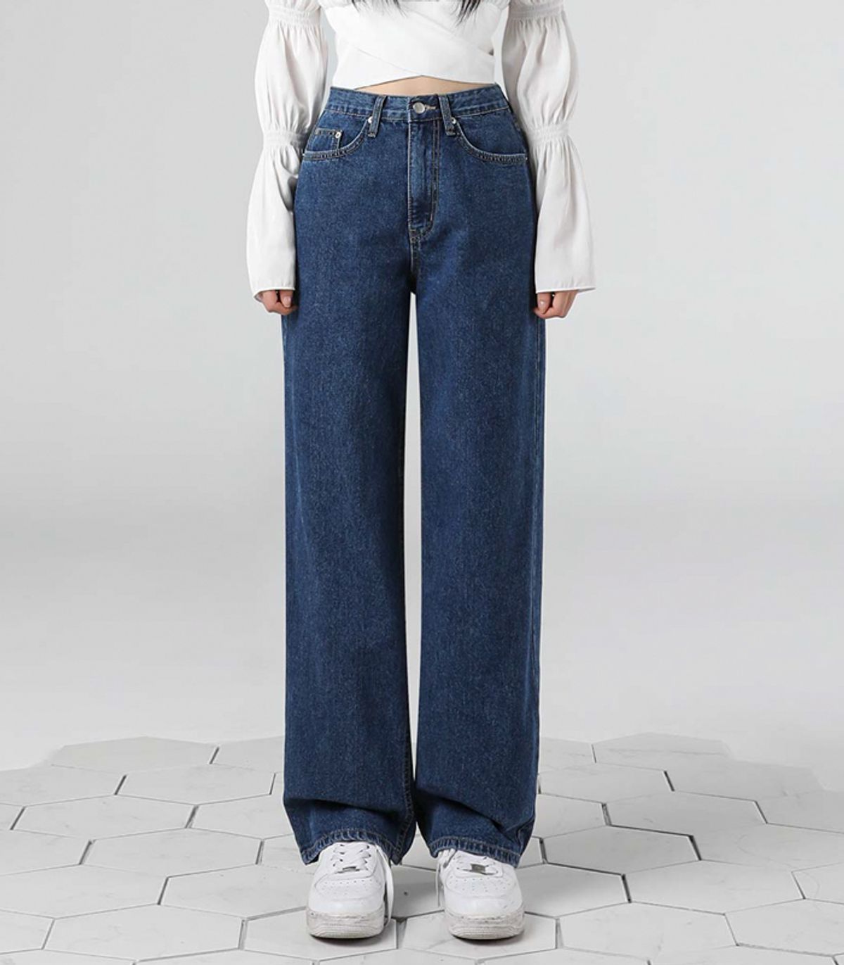 어반드레스(AVANDRESS) STRAIGHT WIDE DENIM PANTS BLUE