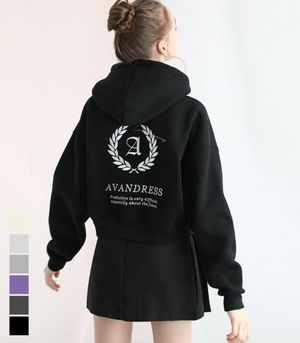 월계수 자수 크롭 후드 - 6COL