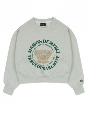 [기모선택]우먼즈 크롭 베어프렌즈 엠보자수 맨투맨 오트밀(FCB3TS355W)