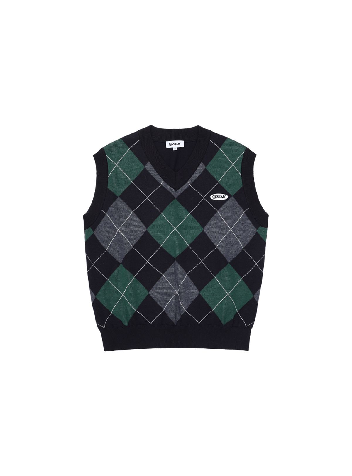 그리미(GREEMY) ARGYLE KNIT VEST(GREEN)