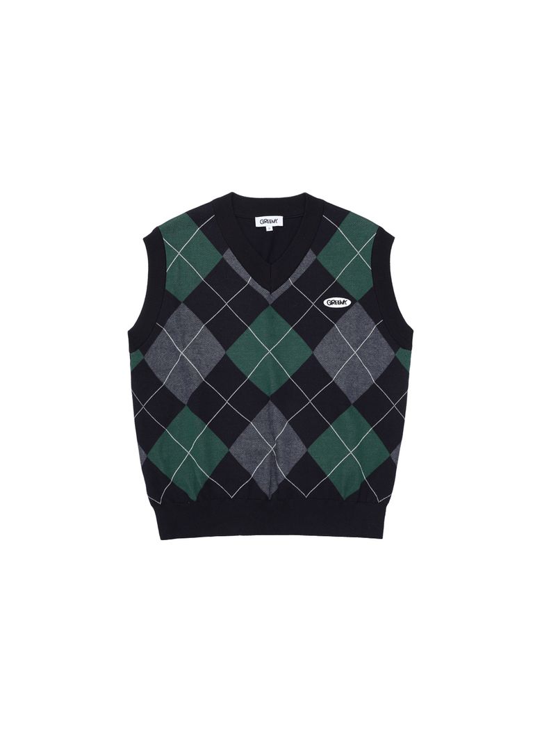 ARGYLE KNIT VEST(GREEN)