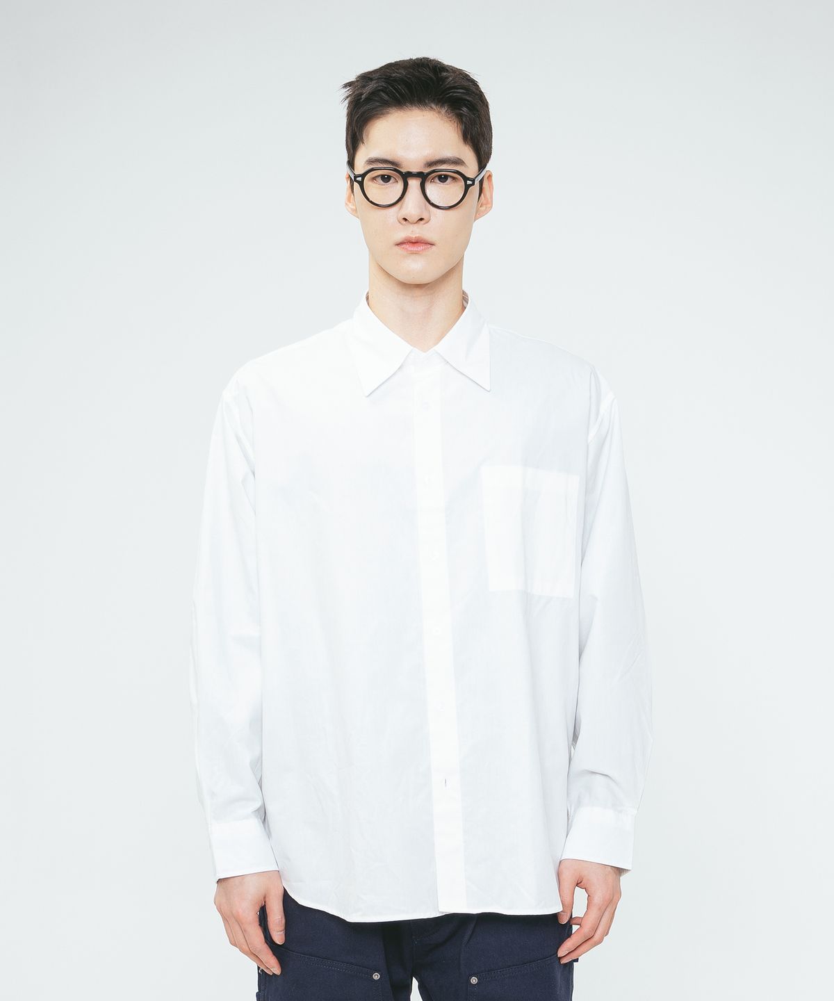 슬로우유니버스(SLOWUNIVERSE) HIDDEN POCKET OVER SHIRTS (WHITE)