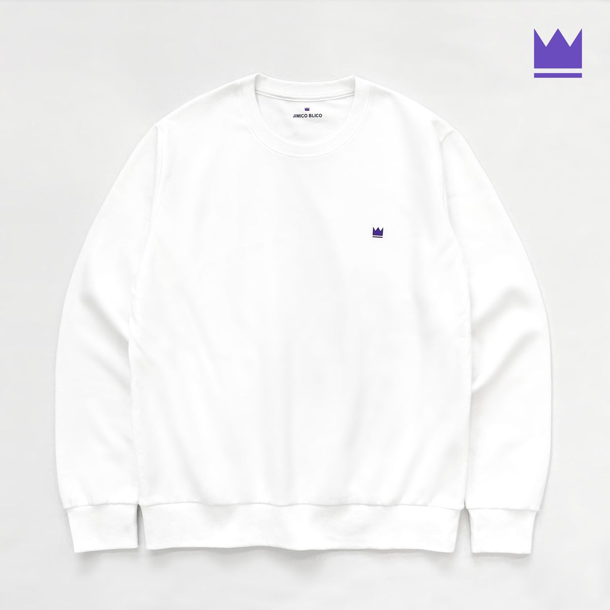 지미코 브리코(JIMIKO BLICO) JB crown purple logo sweatshirt white