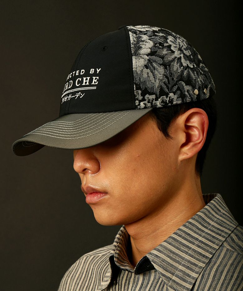 BLACK COTTON MATCH FLOWER JACQUARD CAP