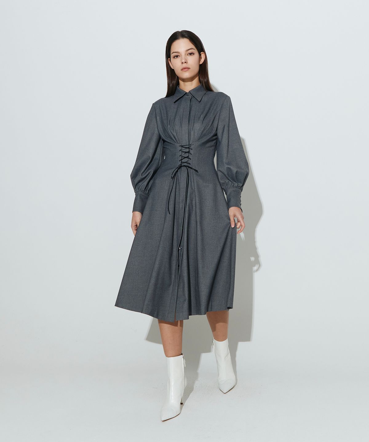 채뉴욕(CHAENEWYORK) Corset Flare Dress [Grey]