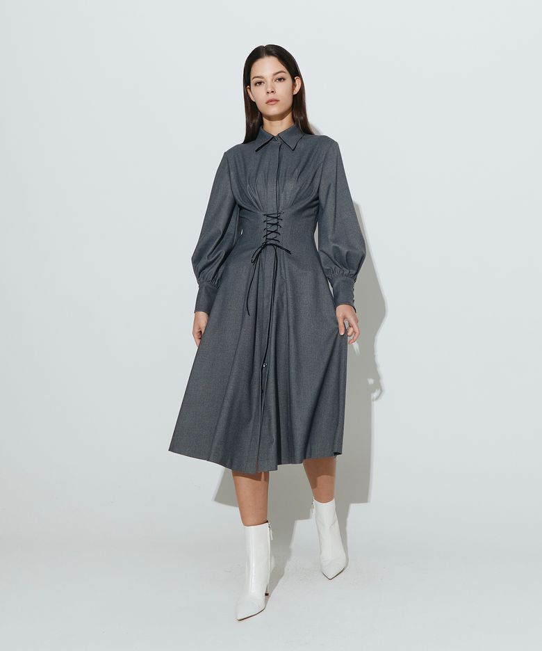 Corset Flare Dress [Grey]