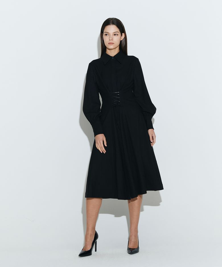 Corset Flare Dress [Black]
