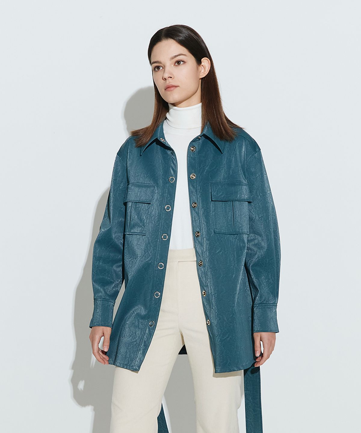 채뉴욕(CHAENEWYORK) Jennifer Oversize Belted Shirts [Green]