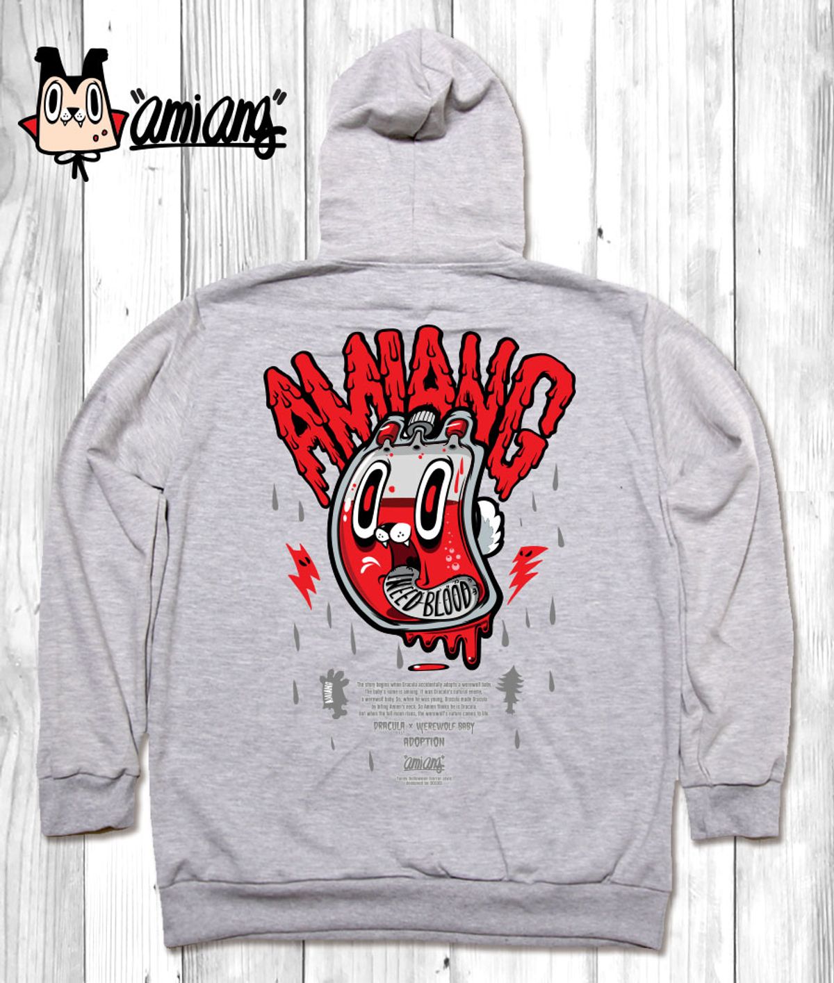 돌돌(DOLDOL) AMIANG_HOODY_18 드라큘라 늑대인간 아미앙 할로윈 캐릭터 후드티 후디