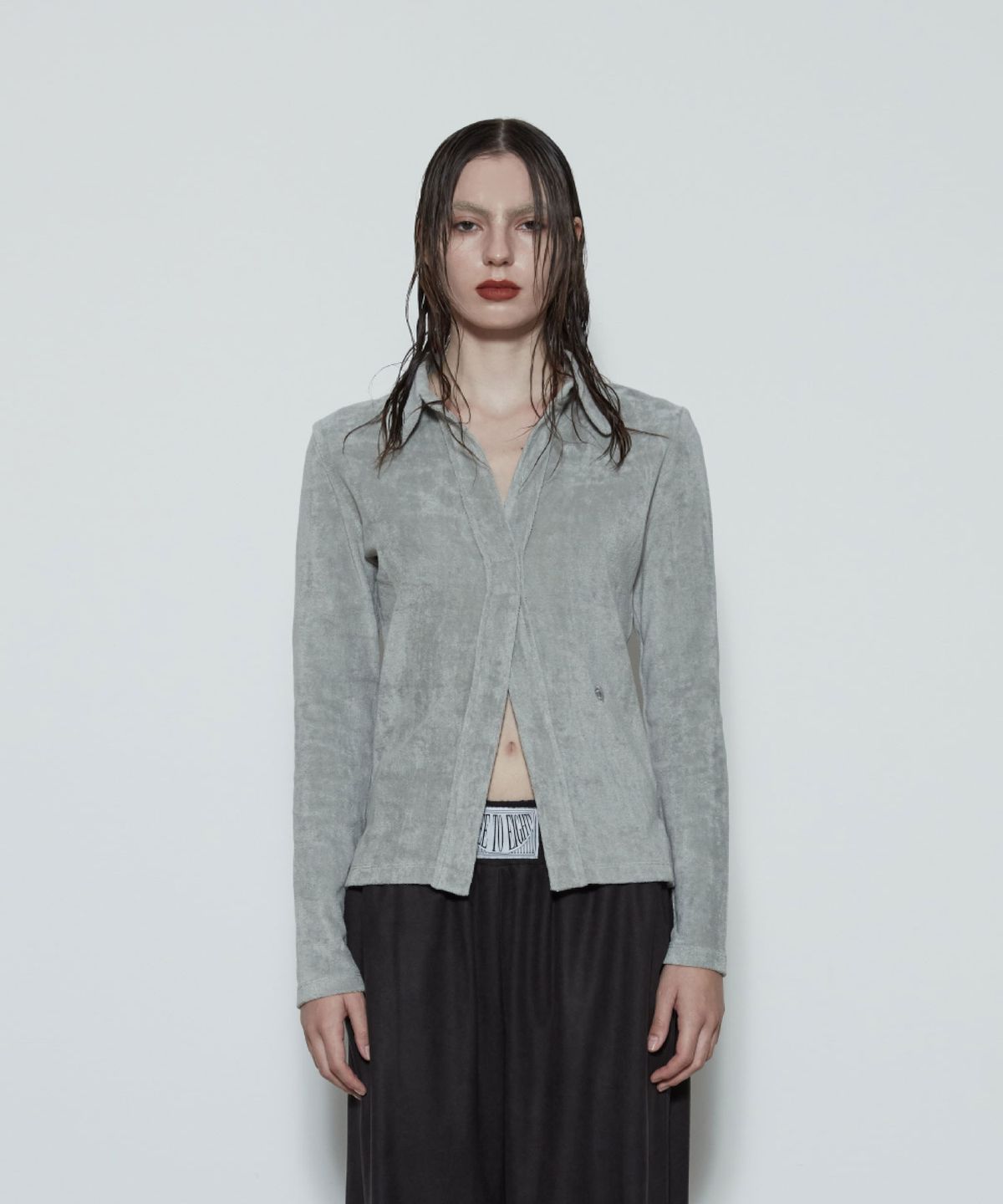 쓰리투에이티(THREE TO EIGHTY) Terry Polo Top (Light Grey)