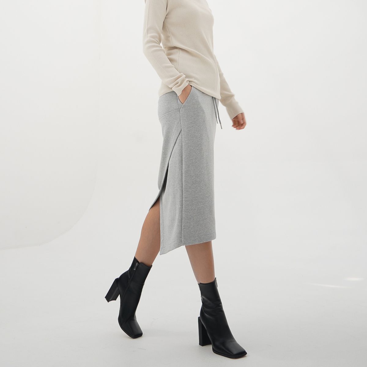 아쿠드(ACUD) Terry Bending Skirt_Grey