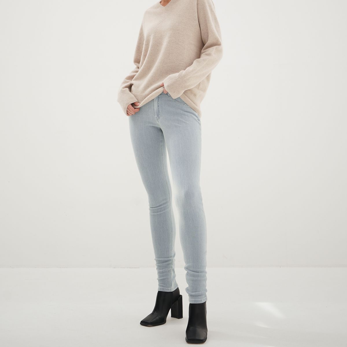 아쿠드(ACUD) Knit Denim Skinny Pants_L.Blue