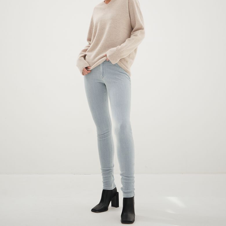 Knit Denim Skinny Pants_L.Blue