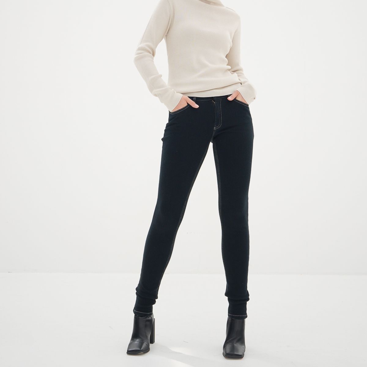 아쿠드(ACUD) Knit Denim Skinny Pants_Navy