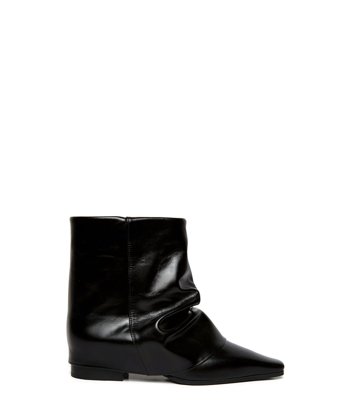 쓰리투에이티(THREE TO EIGHTY) POINTED WRINKLE LEATHER BOOTS BLACK