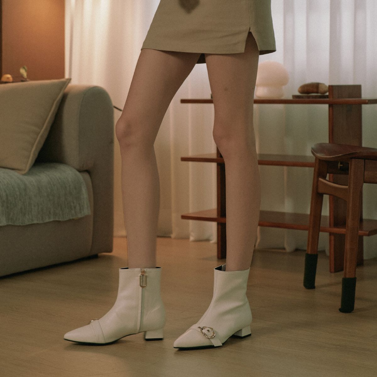 케리제이드(KERRIJADE) Light Ankle Boots_CreamWhite