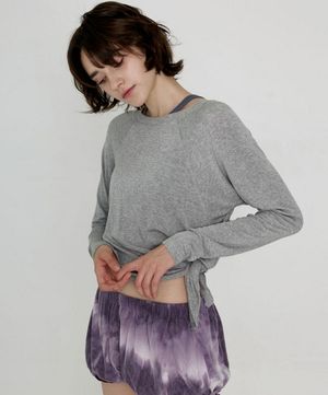 여성 요가복 DEVI-T0027-그레이 필라테스 소프트 슬릿 커버업