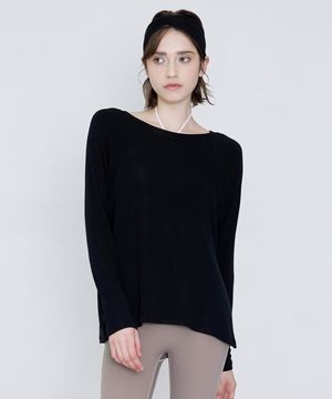 여성 요가복 DEVI-T0027-블랙 필라테스 소프트 슬릿 커버업