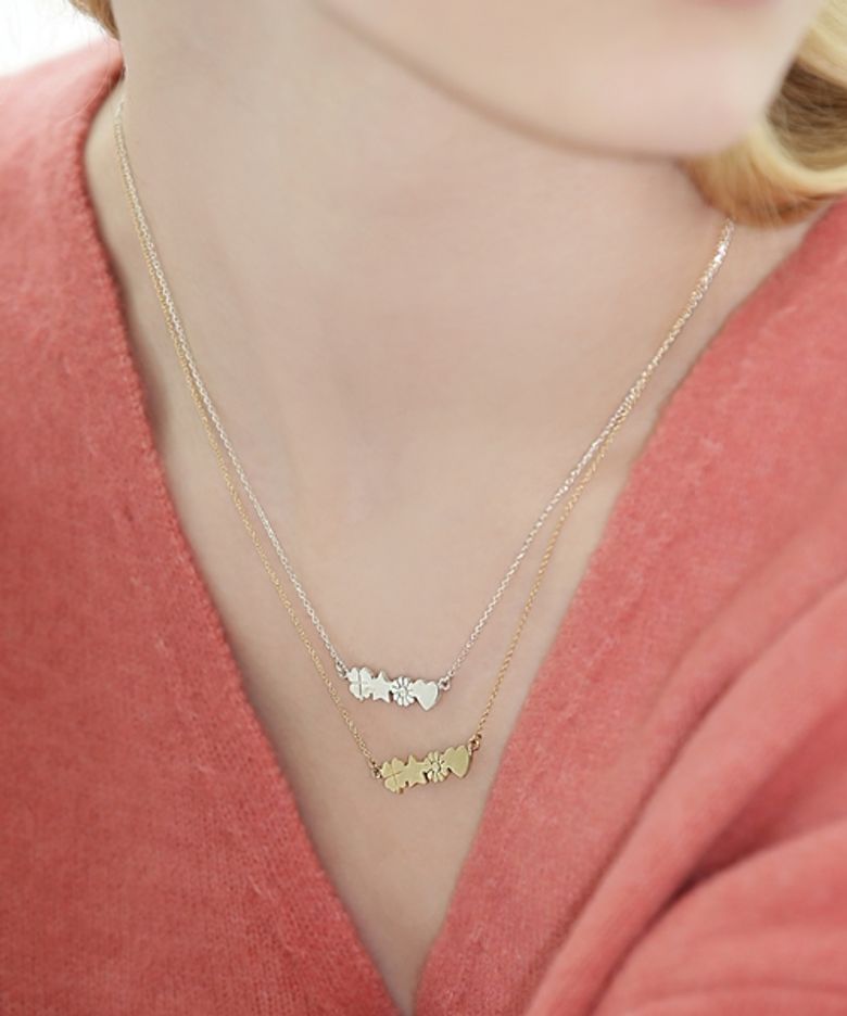 Luckyme pendant silver gold Necklace 럭키미 팬던트 실버 골드 체인 목걸이