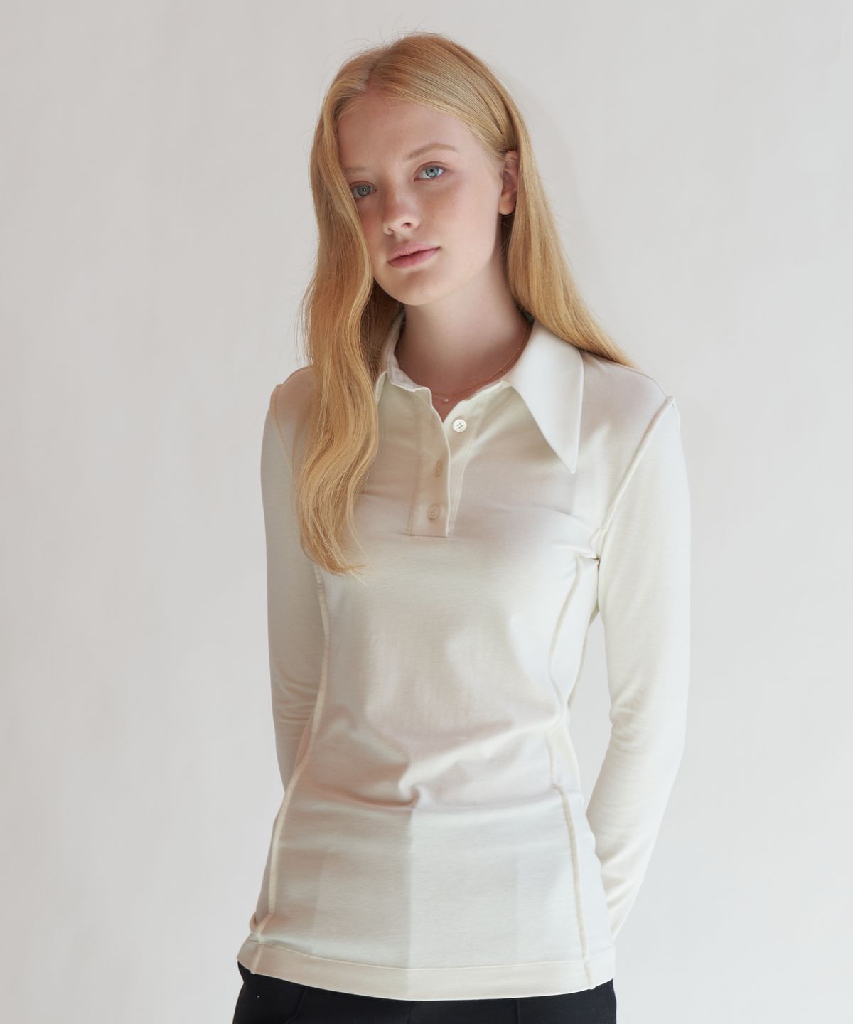일로일(ILOIL) jersey polo shirt - cream