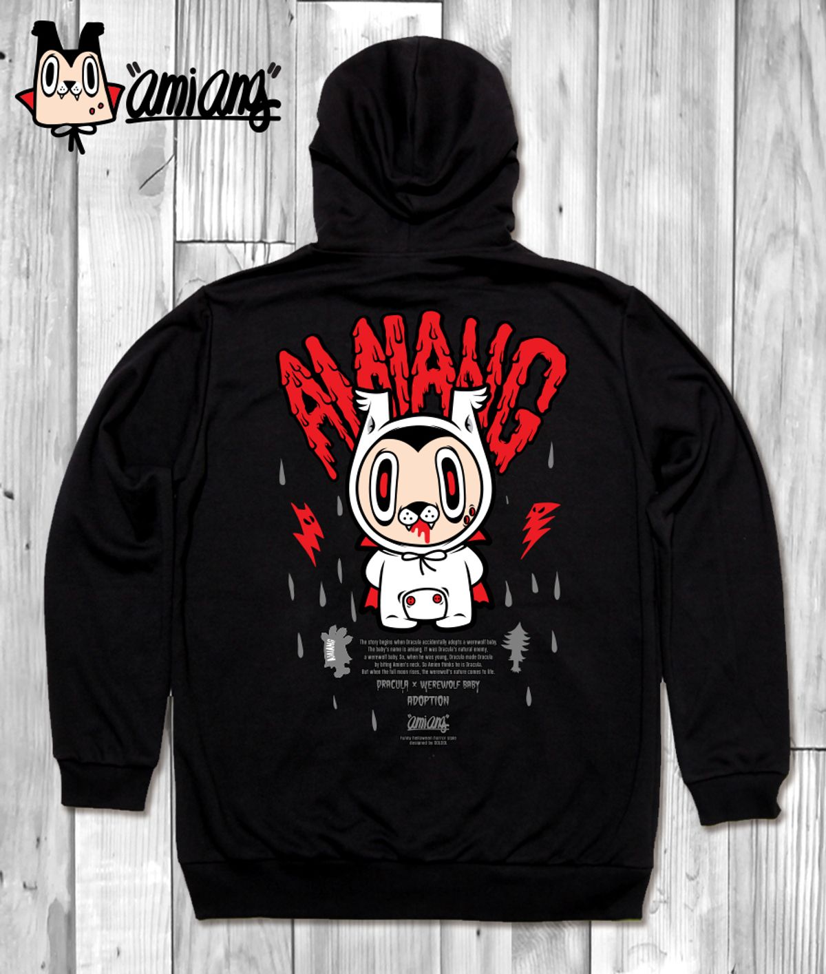 돌돌(DOLDOL) AMIANG_HOODY_24 드라큘라 늑대인간 아미앙 할로윈 캐릭터 후드티 후디