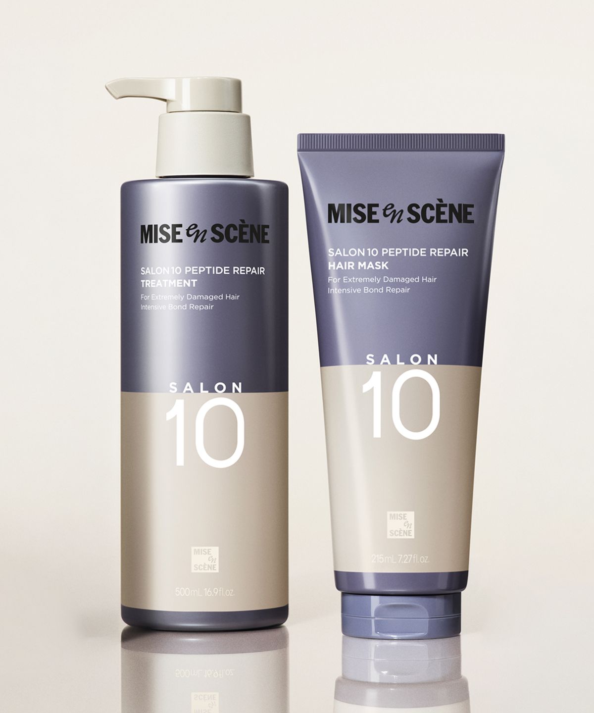 미쟝센(MISEENSCENE) 살롱10 펩타이드 리페어 샴푸 500ml+헤어마스크 215ml SET