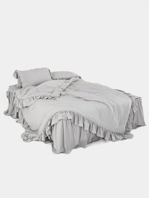 논더스트 워싱 먼지없는 그레이 프릴 차렵이불