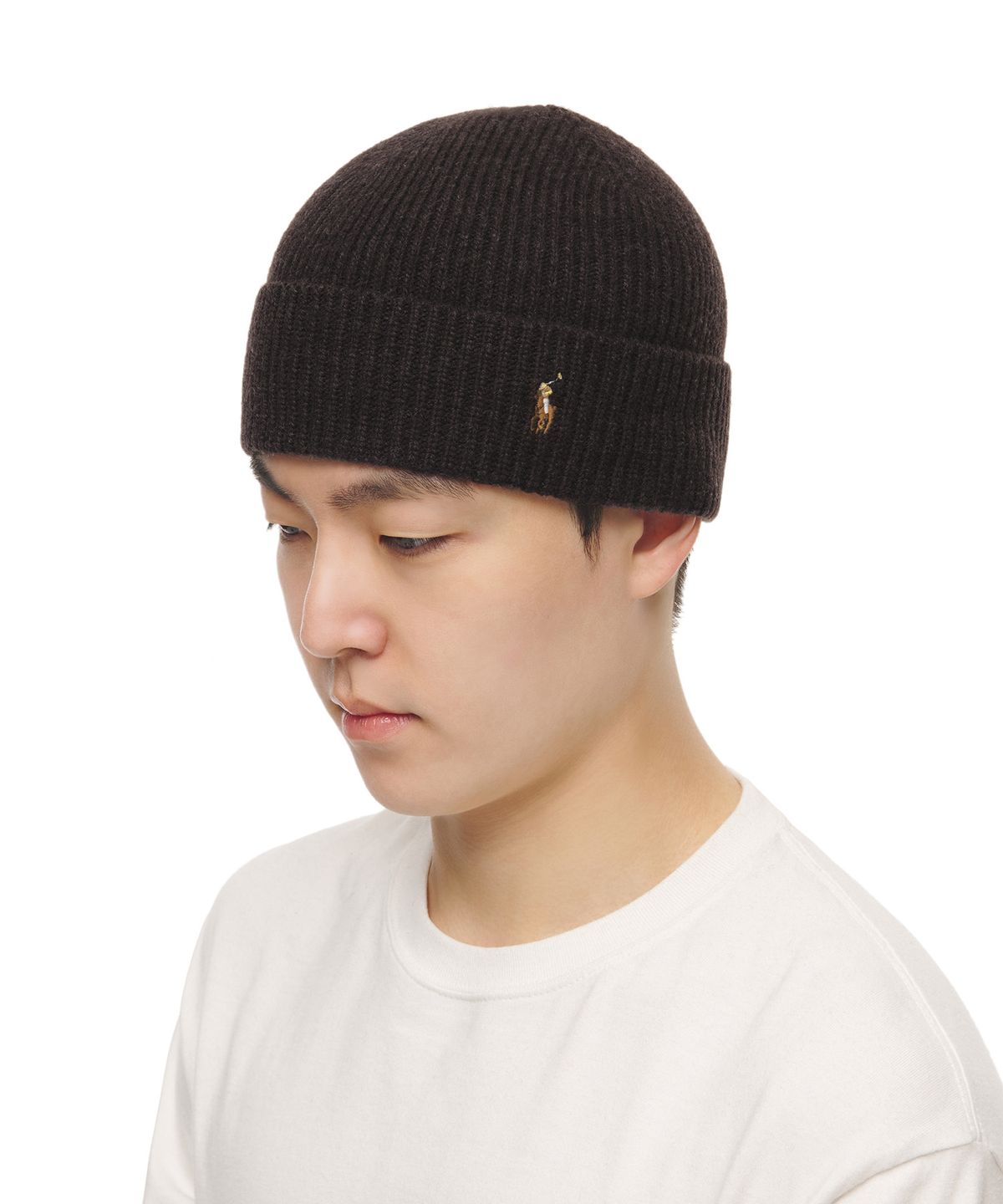 폴로 랄프 로렌(POLO RALPH LAUREN) 시그니처 포니 울 블렌드 비니 - 딥브라운