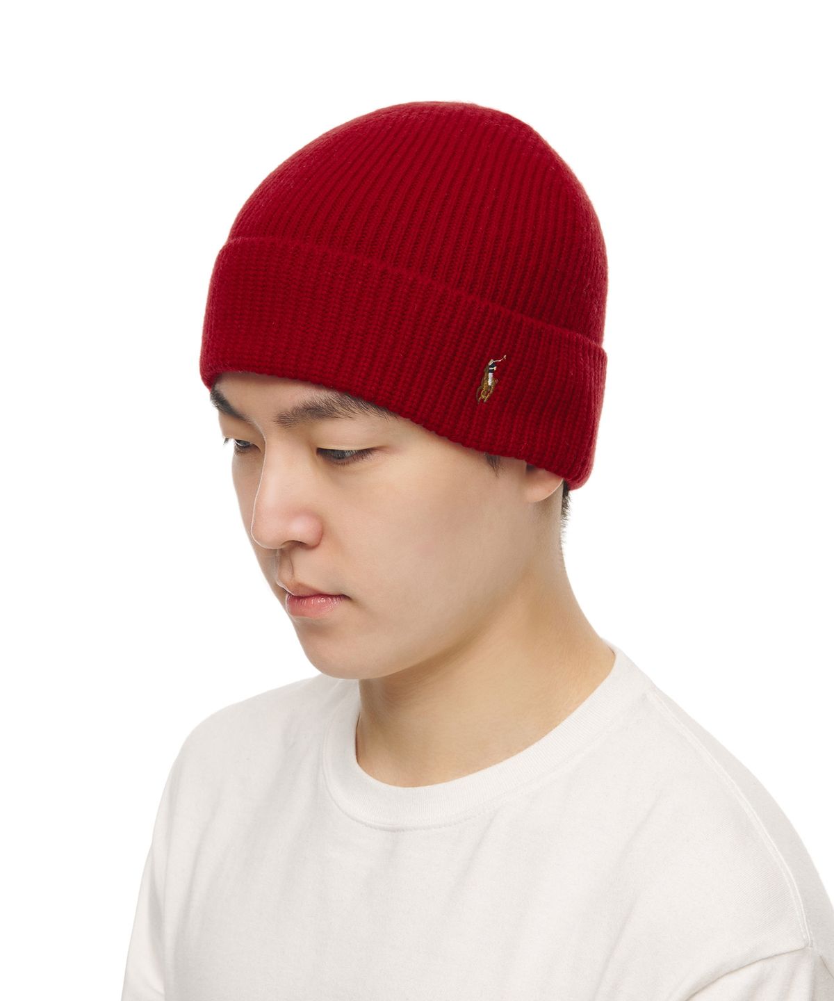 폴로 랄프 로렌(POLO RALPH LAUREN) 시그니처 포니 울 블렌드 비니 - 레드