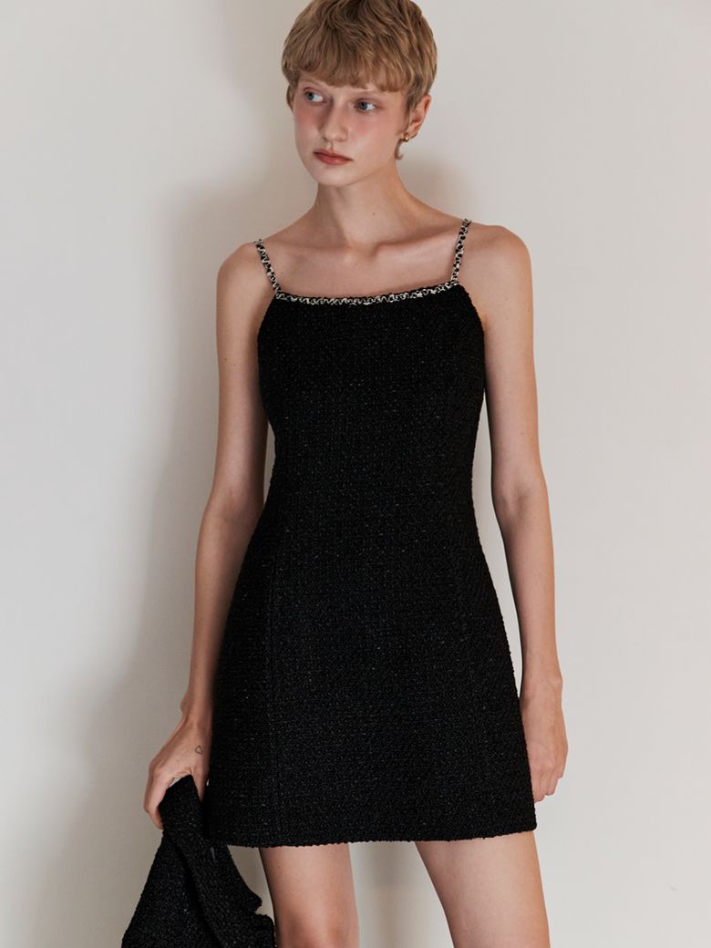 TWEED MINI DRESS_BLACK